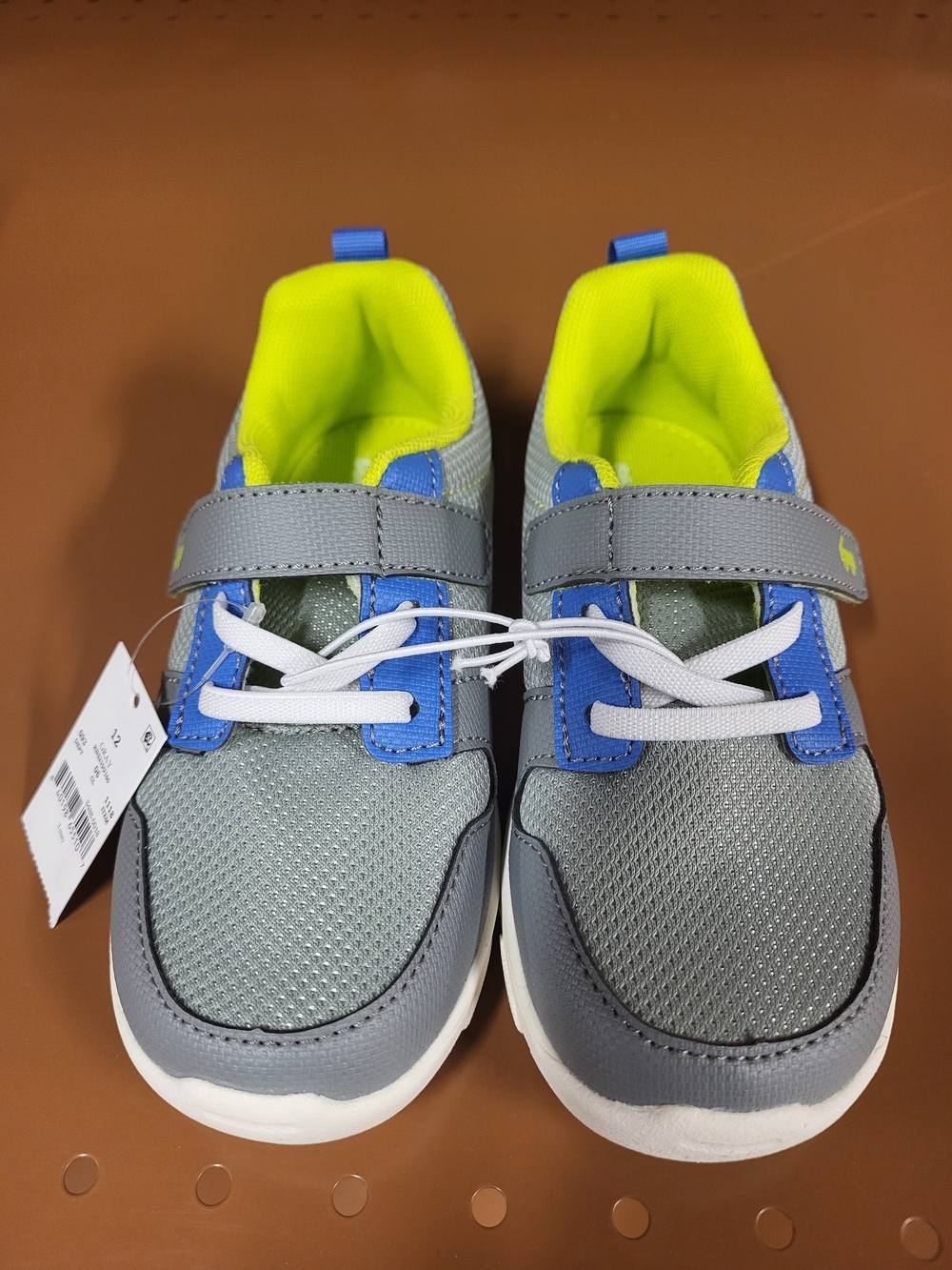 SEE KAI RUN Kids Grey and Blue Athletic Sneakers with Neon Yellow Lining